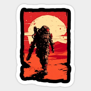 Solitary Marine on Mars - Scifi Sticker